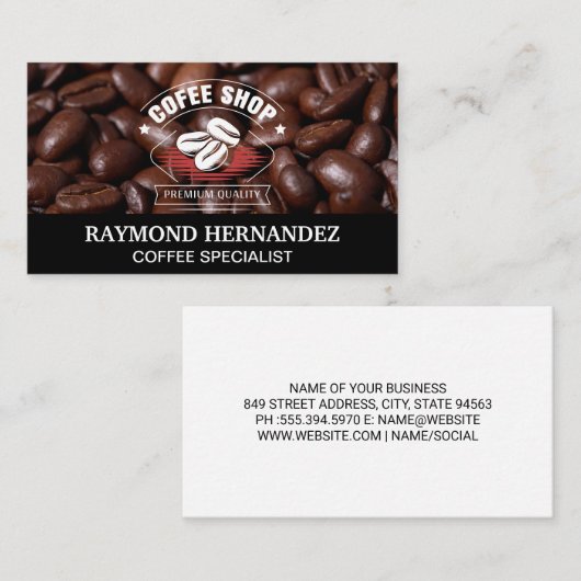 コーヒー豆の山 |カフェロゴ 名刺 (正面/裏面)