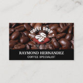 コーヒー豆の山 |カフェロゴ 名刺 (正面)