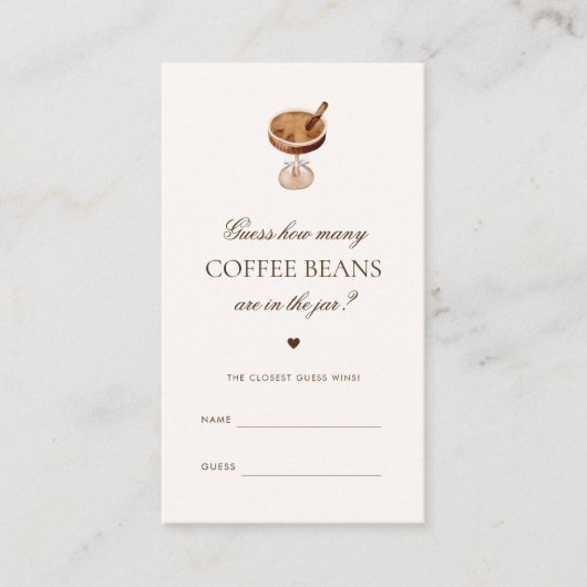コーヒー豆の数 ブライダルシャワーゲーム カード (正面)
