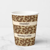 コーヒー豆の水の色のパターパーソナライズされたン 紙コップ (正面)