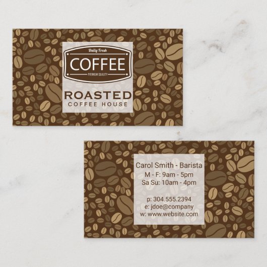 コーヒー豆の背景 名刺 (正面/裏面)