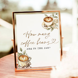 コーヒー豆の赤ちゃんシャワーのゲームのサインの数を推測 ポスター