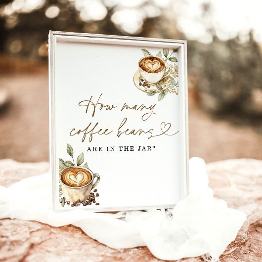 コーヒー豆の赤ちゃんシャワーのゲームのサインの数を推測 ポスター