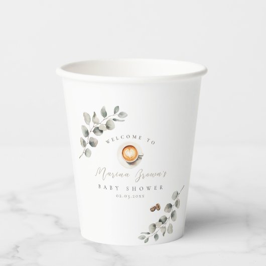 コーヒー豆の赤ちゃんシャワー 紙コップ (正面)