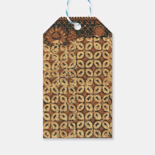 コーヒー豆ろうけつ染めアートパターンデザイン ギフトタグ (正面)