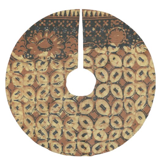 コーヒー豆ろうけつ染めアートパターンデザイン ブラッシュドポリエステルツリースカート (正面)