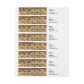 コーヒー豆ろうけつ染めアートパターンデザイン ラップアラウンド宛名ラベル (シート)