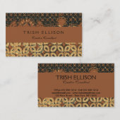 コーヒー豆ろうけつ染めアートパターンデザイン 名刺 (正面/裏面)