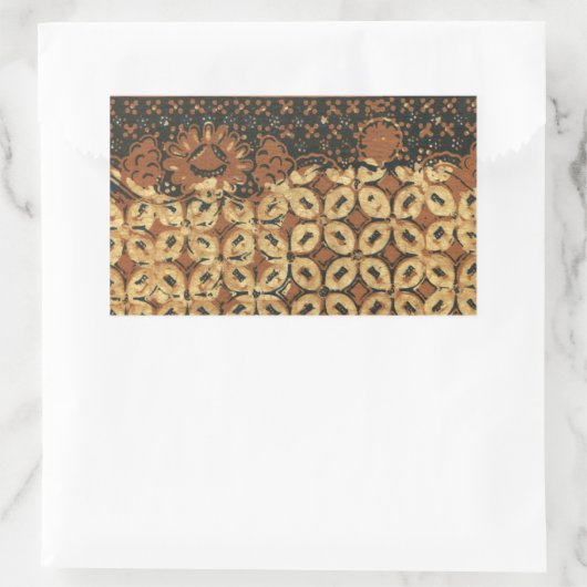 コーヒー豆ろうけつ染めアートパターンデザイン 長方形シール (バッグ)