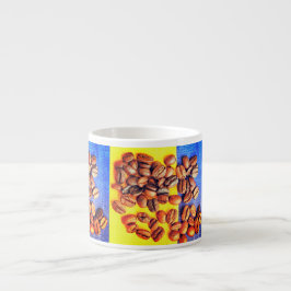 コーヒー豆イエローブルーのテクスチャーEspressoカップ エスプレッソカップ