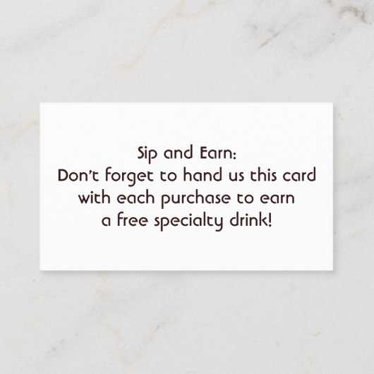 コーヒー豆エスプレッソスタンドロイヤリティパンチカード ロイヤリティカード (裏面)