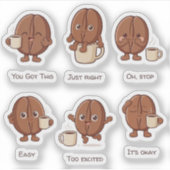 コーヒー豆キャラクターの日常の気分ステッカーセット シール (正面)
