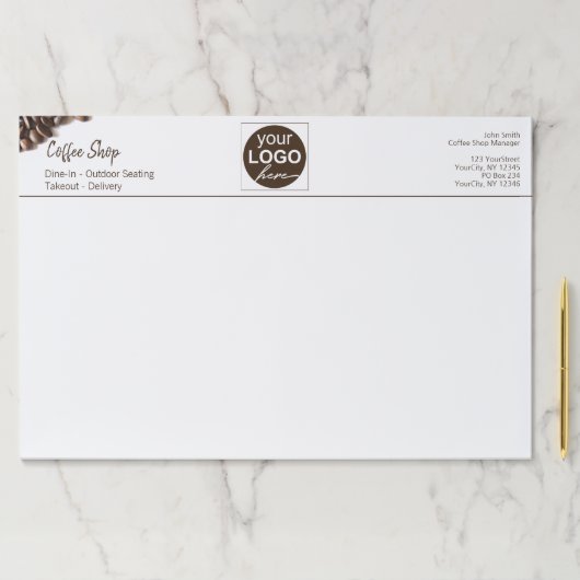 コーヒー豆コーヒーショップビジネス素朴あなたのロゴ ペーパーパッド (インサイチュ)