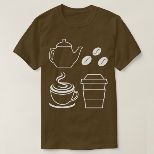コーヒー豆コーヒー要素コーヒー愛好家グラフィック Tシャツ (デザイン正面)