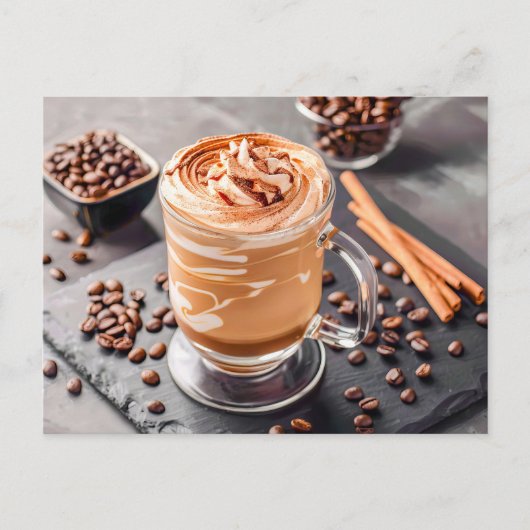 コーヒー豆シナモンとアイスコーヒー シーズンポストカード (正面)