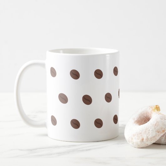 コーヒー豆パターンのミニマリストデザイン コーヒーマグカップ (ドーナツ)
