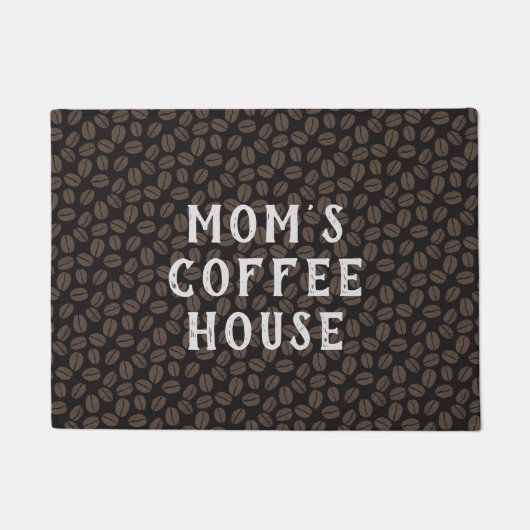 コーヒー豆パターン | コーヒーハウスパーソナライズされた ドアマット (正面)