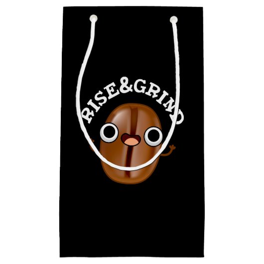 コーヒー豆パンプンおもしろいダークBG スモールペーパーバッグ (正面)