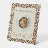 コーヒー豆ベビーシャワーありがとうオムツラッフル 台座サイン (正面)