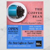 コーヒー豆マグカップ、バリスタ、カフェ、コーヒーハウス広告 チラシ (正面)