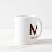 コーヒー豆モノグラムイニシャルM 名前入り コーヒーマグカップ (正面右)
