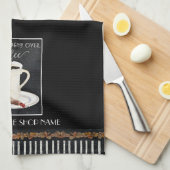 コーヒー豆ラテ白黒チョコレートショップ キッチンタオル (四つ折り)