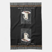 コーヒー豆ラテ白黒チョコレートショップ キッチンタオル (縦)