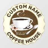 コーヒー豆入りコーヒーカップ ウィンドウサイン (シート)