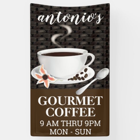 コーヒー豆入りコーヒーカップ 横断幕 (縦)