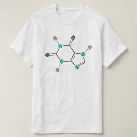 コーヒー豆分子カフェイン Tシャツ (デザイン正面)