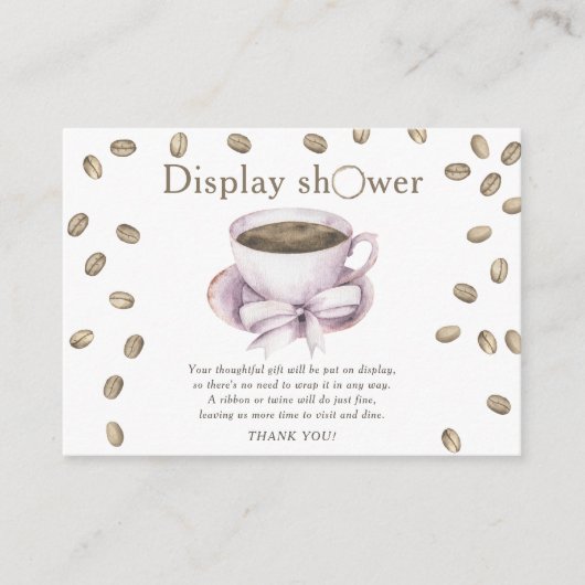 コーヒー豆女の子の赤ちゃんシャワー表示シャワー エンクロージャーカード (正面)