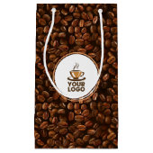コーヒー豆柄 ショップ ブランドロゴ スモールペーパーバッグ (正面)