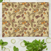 コーヒー豆素朴ヴィンテージパターンNo3 キッチンタオル (折り畳み)