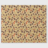 コーヒー豆素朴ヴィンテージパターンNo5 ラッピングペーパー (フラット)