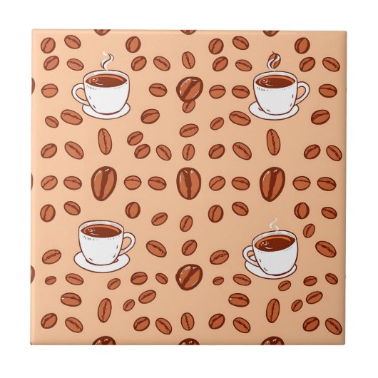 コーヒー豆 カップ あったかパターン タイル (正面)