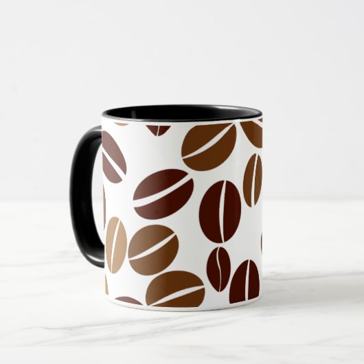 コーヒー豆-クラシックで白いマグ/黒いインテリア マグカップ (正面左)