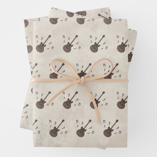 コーヒー豆 – コーヒー – ギター – コーヒーアート – 音楽 –  ラッピングペーパーシート (インサイチュ)