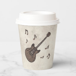 コーヒー豆-コーヒー-ギター-コーヒーアート-音楽- 紙コップ