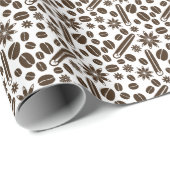 コーヒー豆、シナモン、バニラパターン ラッピングペーパー (ロールコーナー)