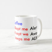コーヒー豆、警報目がさめている生きた コーヒーマグカップ (正面右)