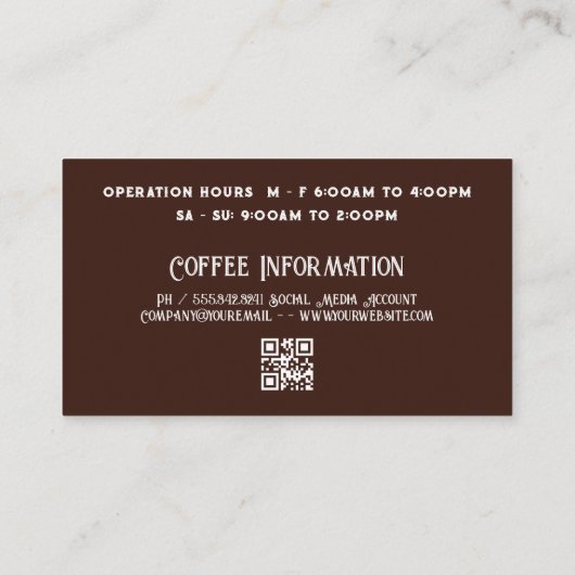 コーヒー豆 | Hot Cup of Coffee 名刺 (裏面)