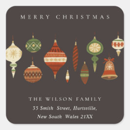 コーヒー赤い緑の星チャーストマのオーナメントアドレス スクエアシール