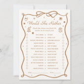 コーヒー赤ちゃんシャワーは彼女はむしろゲームカードだろう 招待状 (正面)