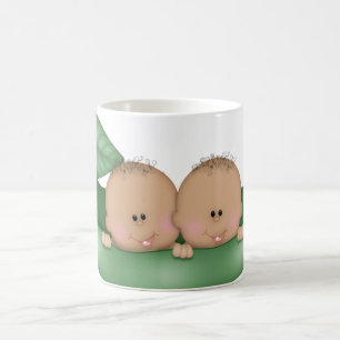 コーヒー赤ちゃんシャワー双子「豆in pod」カップ コーヒーマグカップ