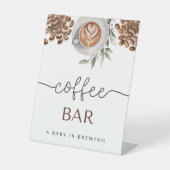 コーヒー赤ちゃんシャワー – ベビーはコーヒーバー 台座サイン (正面)