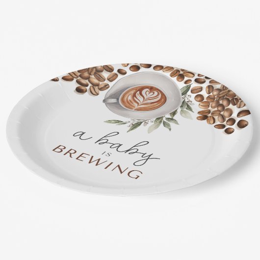 コーヒー赤ちゃんシャワー – ベビーは醸造 ペーパープレート (アングル)