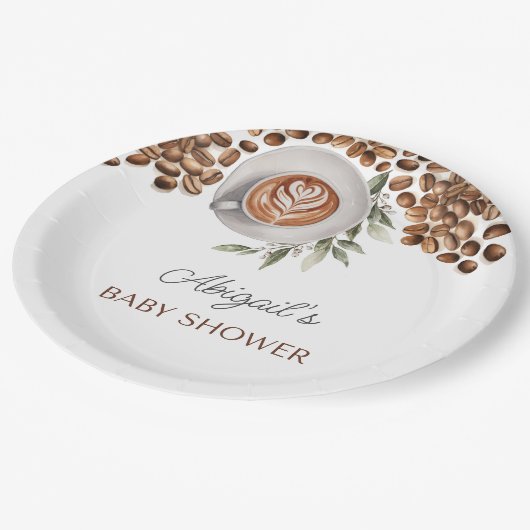 コーヒー赤ちゃんシャワー – ベビーは醸造 ペーパープレート (アングル)