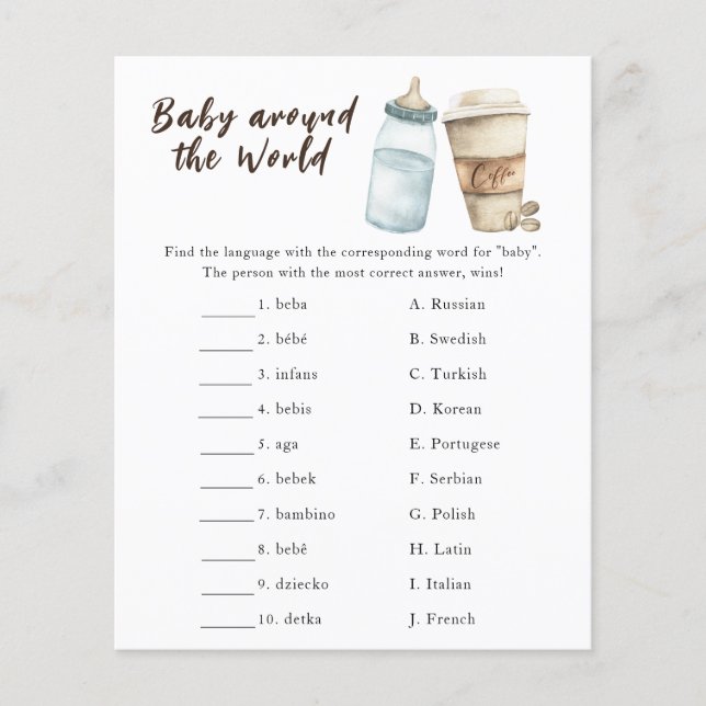 コーヒー赤ちゃんシャワー – ワールドゲームの周りのベビー (正面)