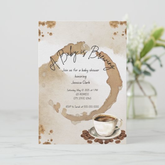 コーヒー赤ちゃんシャワー 招待状 (スタンド正面)