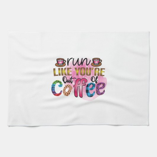 コーヒー走からのあなたはのようなコーヒーアート キッチンタオル (横)